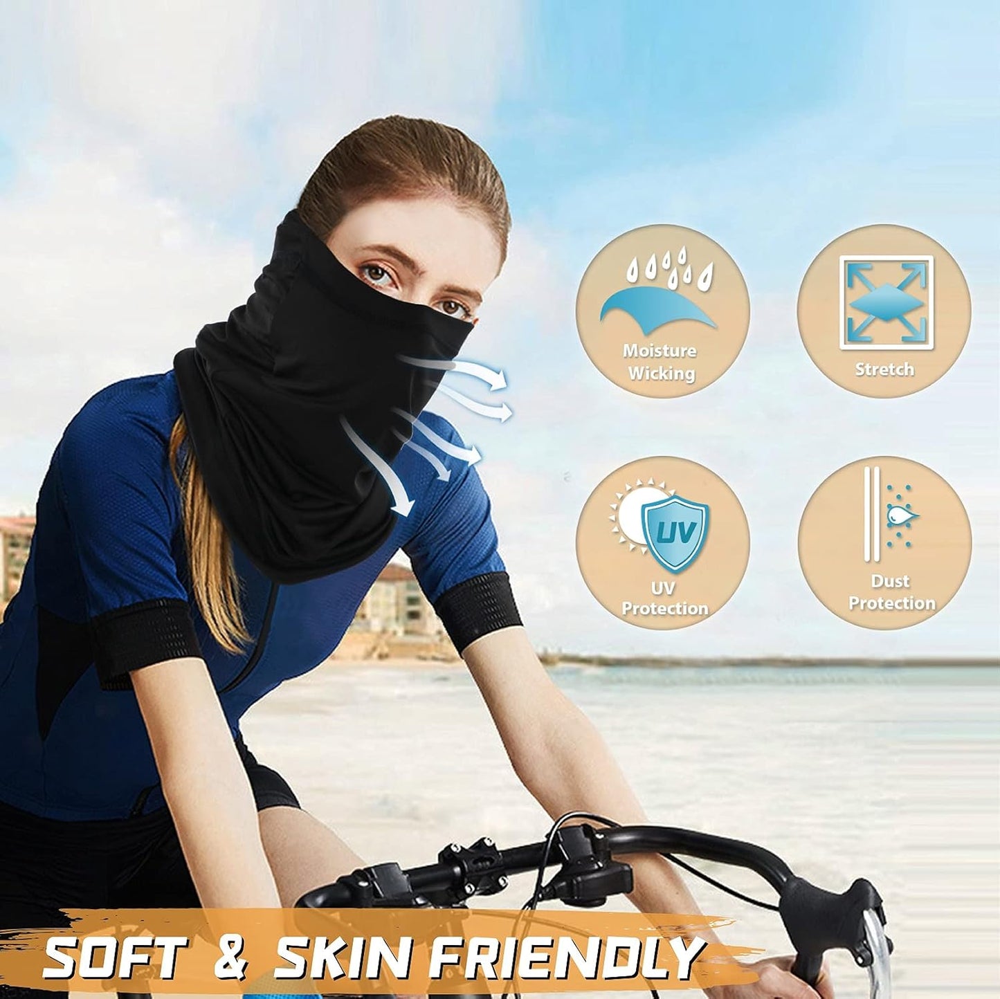 Neck Gaiter Bandana Face Mask: Sun Cooling Scarf Gator Cover Head for Men Women
