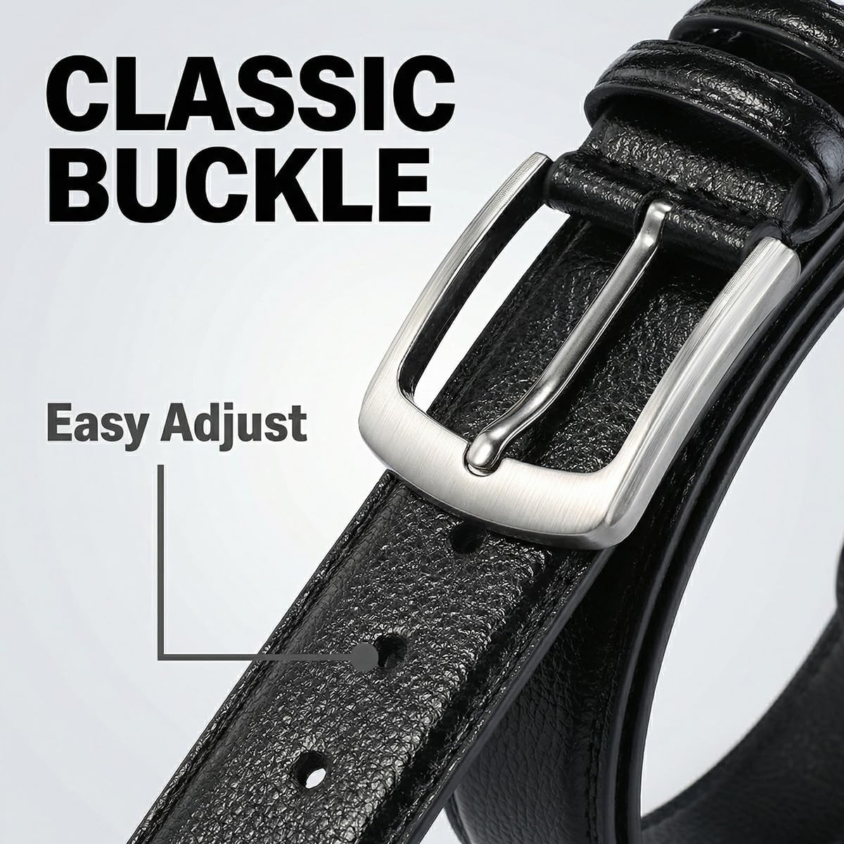 Mens Belts Big and Tall 36"-70" Men Leather Belt Casual Work Dress Belt,Black & Brown Colors