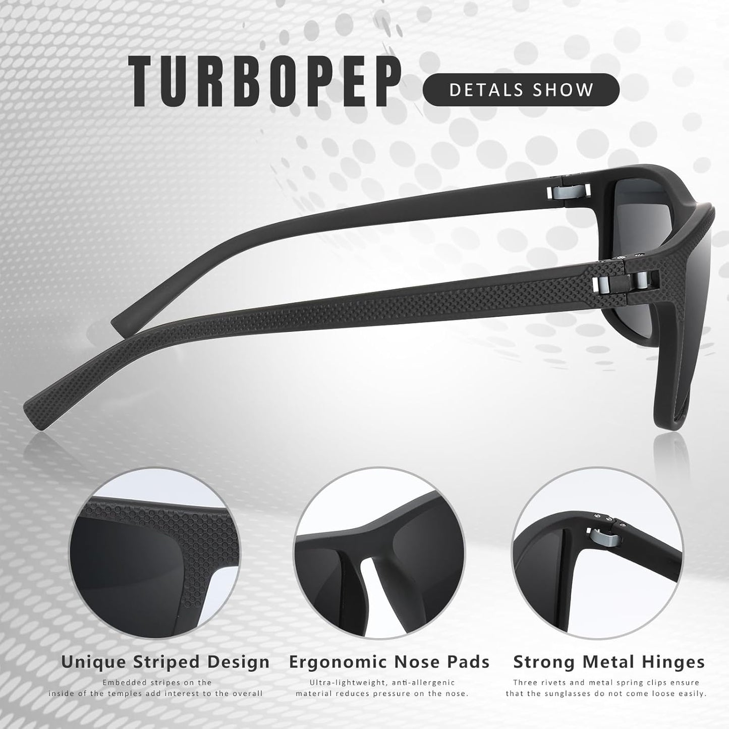 Square Polarized Sunglasses for Men and Women Lightweight Frame Sun Glasses with UV Protection