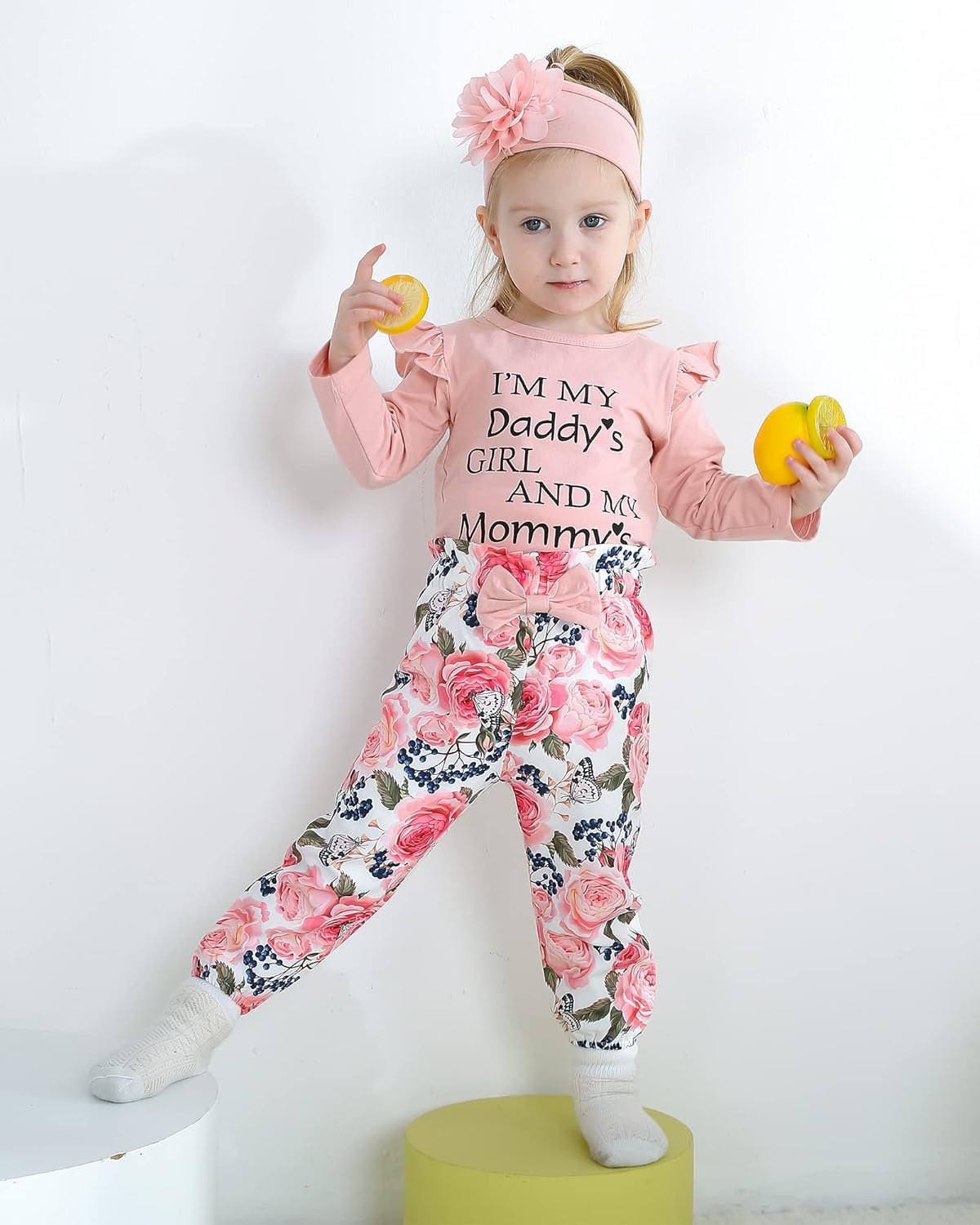 SUNNY PIGGY Newborn Infant Baby Girl Clothes Ruffle Romper Toddler Girl Floral Cotton Pant Sets Girls Clothing Outfit