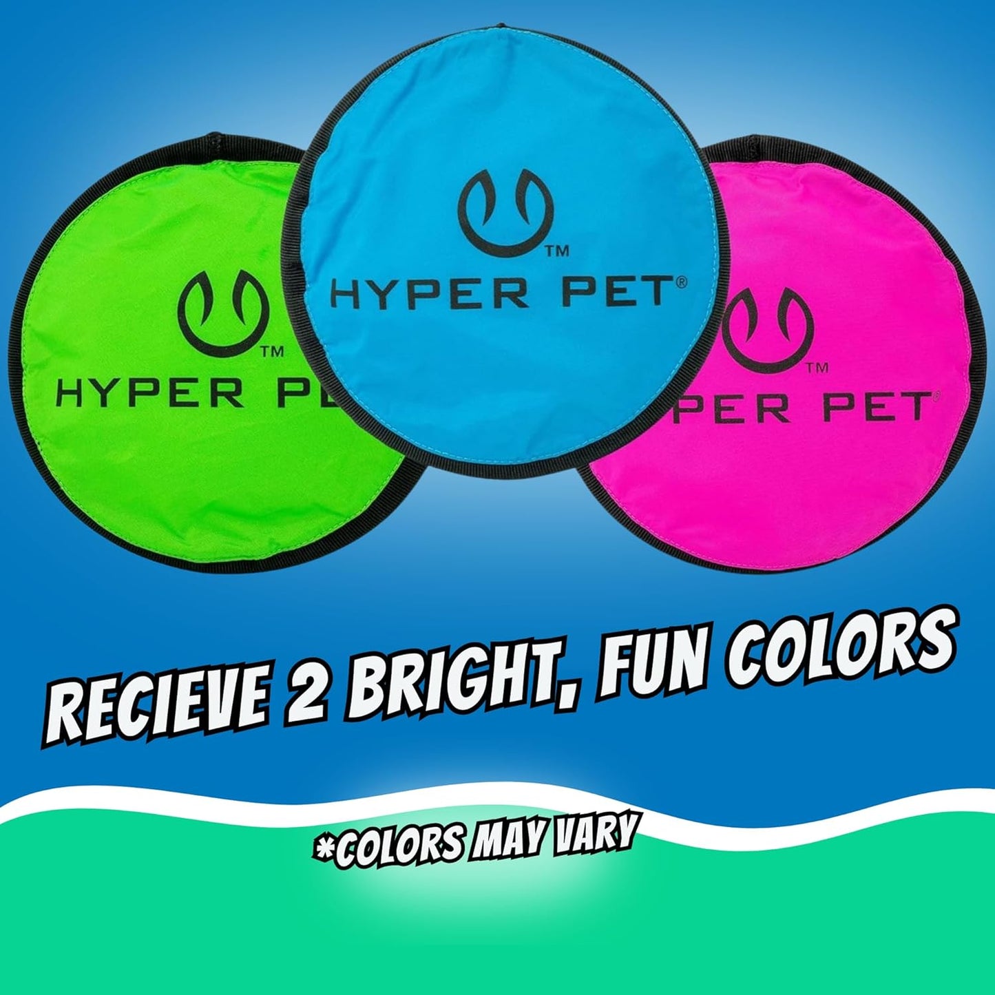 Hyper Pet Flippy Flopper 9" Flying Disc Soft Dog Toy, Floats in Water & Safe on Teeth, for All Breeds, Pack of 2 (Colors May Vary)
