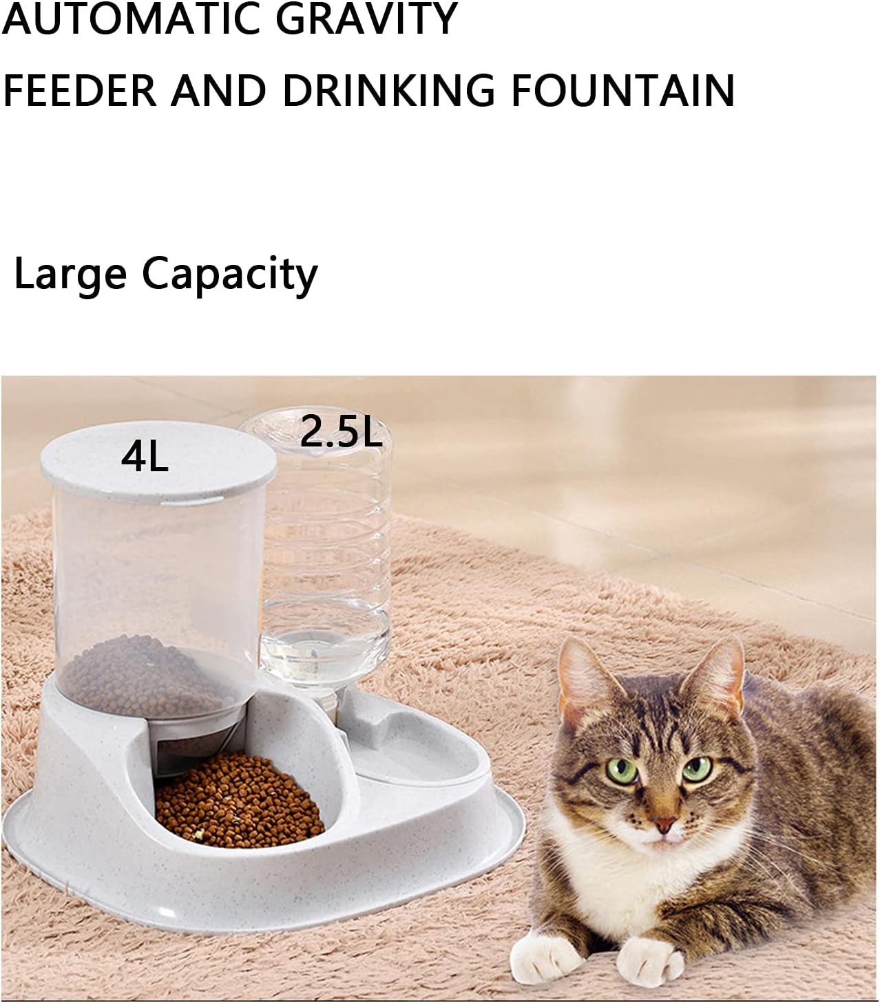 Automatic Gravity Dog Feeder, 2 in 1 Large Capacity Separated Rotatable Dog Food and Water Dispenser for Small Medium Cats, Dogs, Puppies and Rabbits