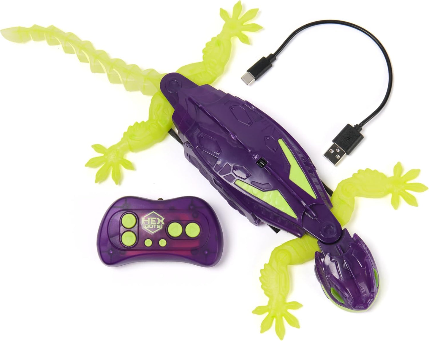 HEX Bots Glow-in-The-Dark Gecko with Official Wall Climber Technology, Rechargeable Remote Control Robot Kids Toys, Prank Toys for Boys & Girls Ages 4 & Up