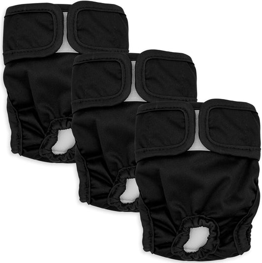 Washable Female Dog Diapers 3 Pack Premium Reusable Diapers for Dog in Heat - Highly Absorbent for Untrained Puppies, Dogs in Heat, Doggie Menstrual and Incontinence S - A