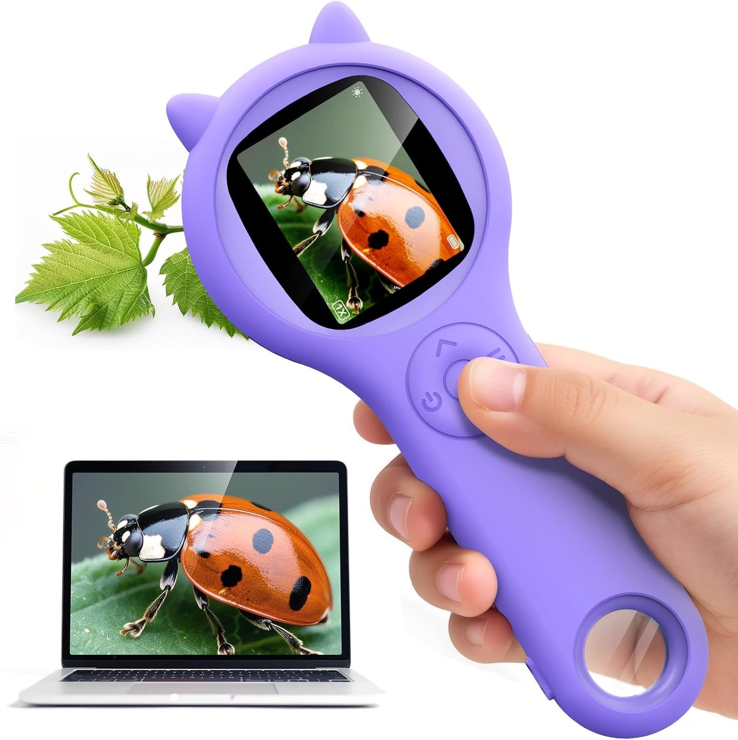 Microscope for Kids - Mini Pocket Handheld Microscope for Toddlers-STEM Educational Science Kit Toys for Spring Outdoor Easter Birthday Gifts Toys for 5 6 7 8 9 10 11 12 Year Old Girls（Purple）