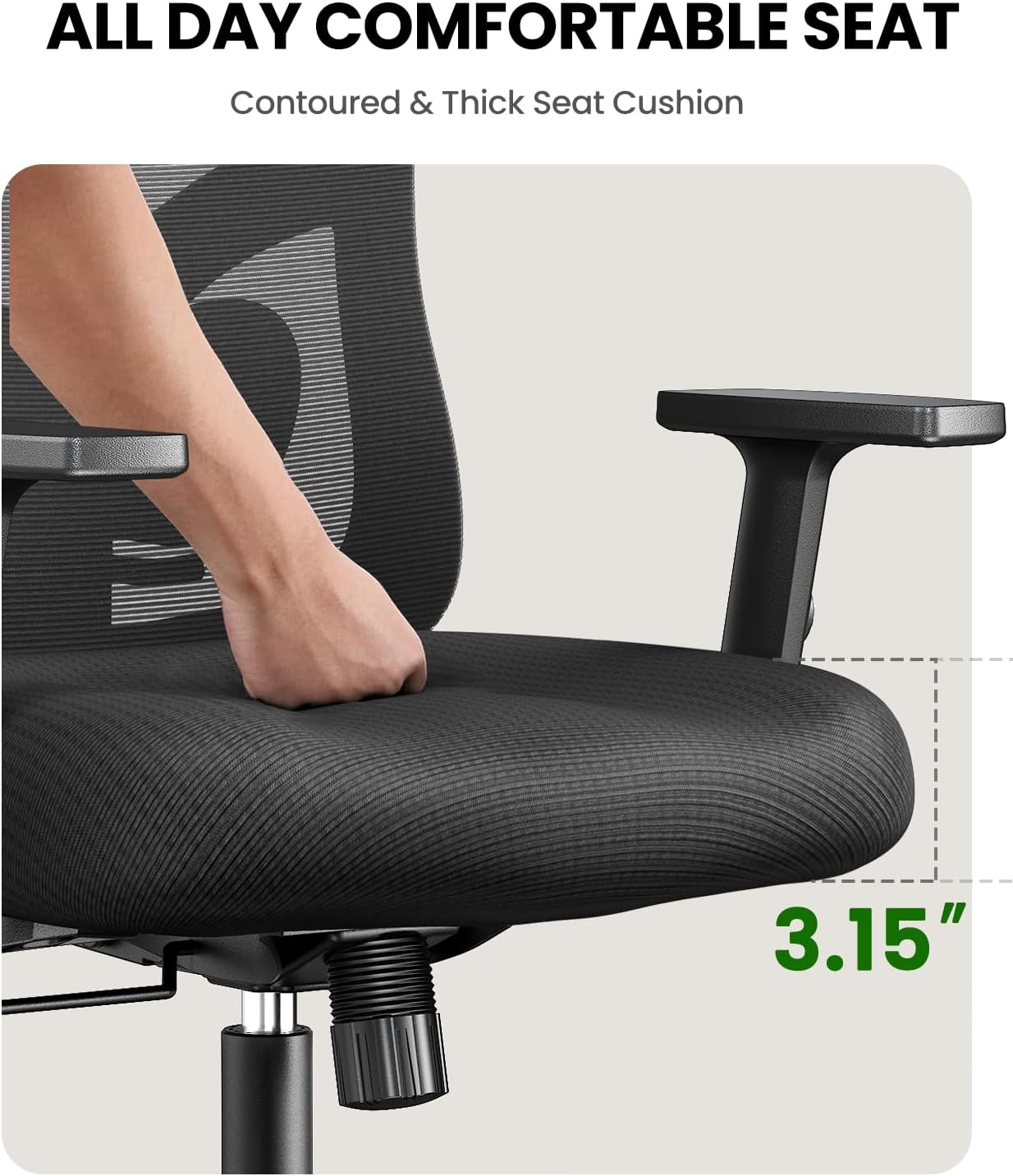 Marsail Ergonomic Office Chair Ergonomic Gaming Chair with Lumbar Support, 2D Headrest, Adjustable Armrests, Contoured Seat Cushion, Computer Desk Chair with Wheels for Home and Office (Dark)