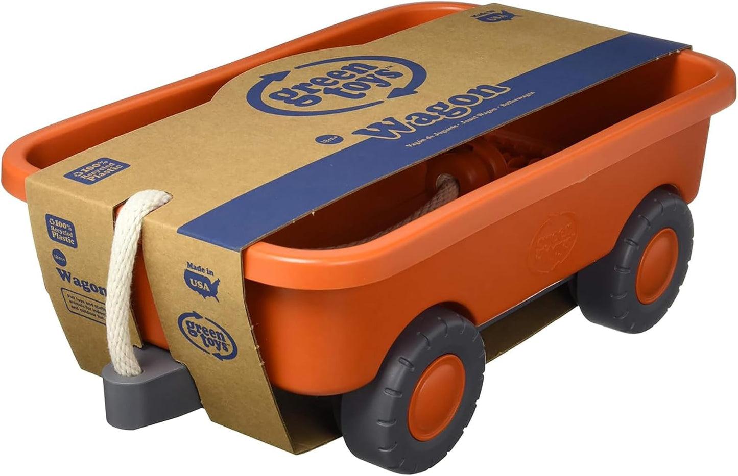 Green Toys Wagon, Orange CB - Pretend Play, Motor Skills, Kids Outdoor Toy Vehicle. No BPA, phthalates, PVC. Dishwasher Safe, Recycled Plastic.