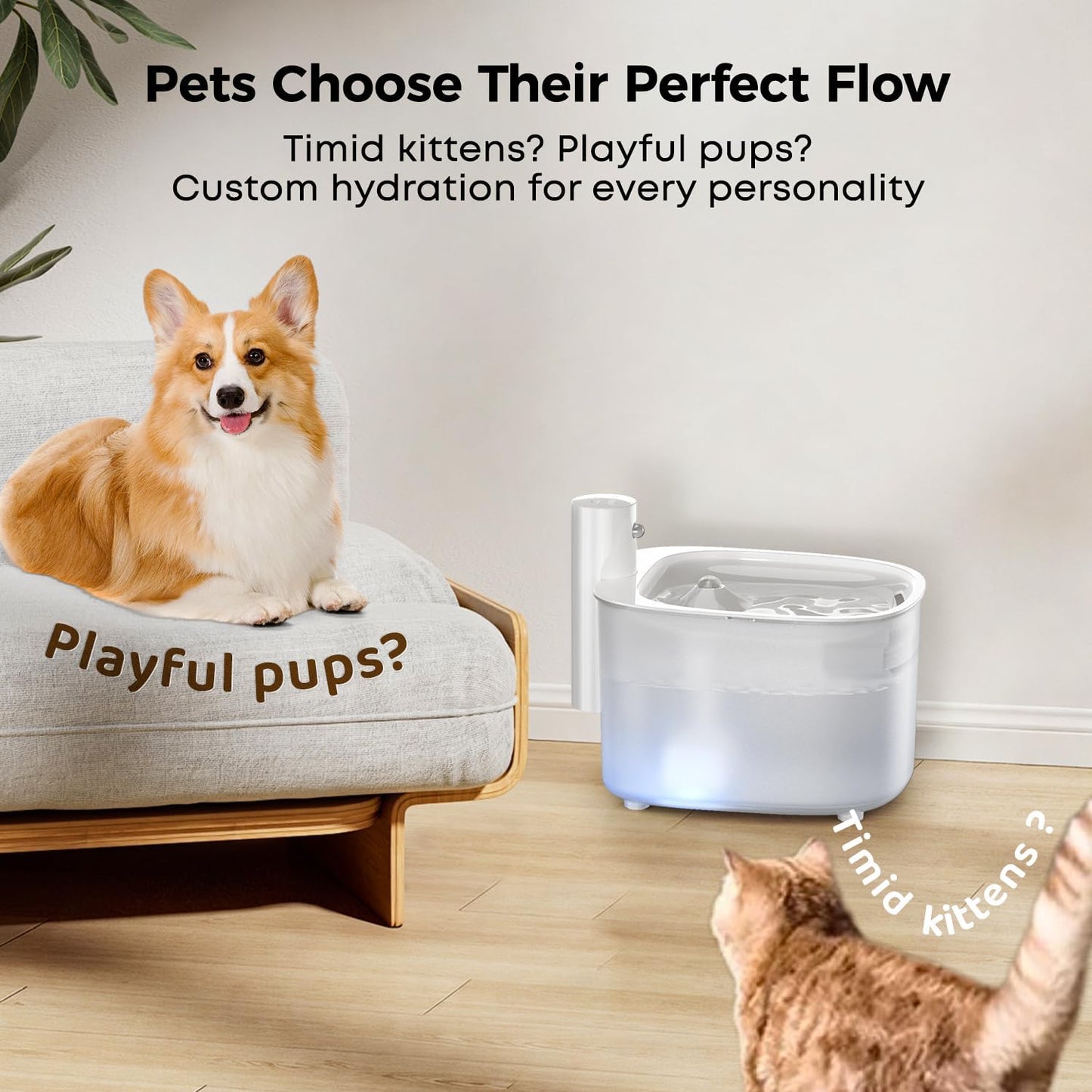 Wireless Cat Water Fountain, Automatic Sensor-Activated Water Dispenser,88oz / 2.6L Rechargeable Battery Operated Cordless Pet Water Fountain for Cats Indoor with Motion Sensor, Ultra Quiet Pump