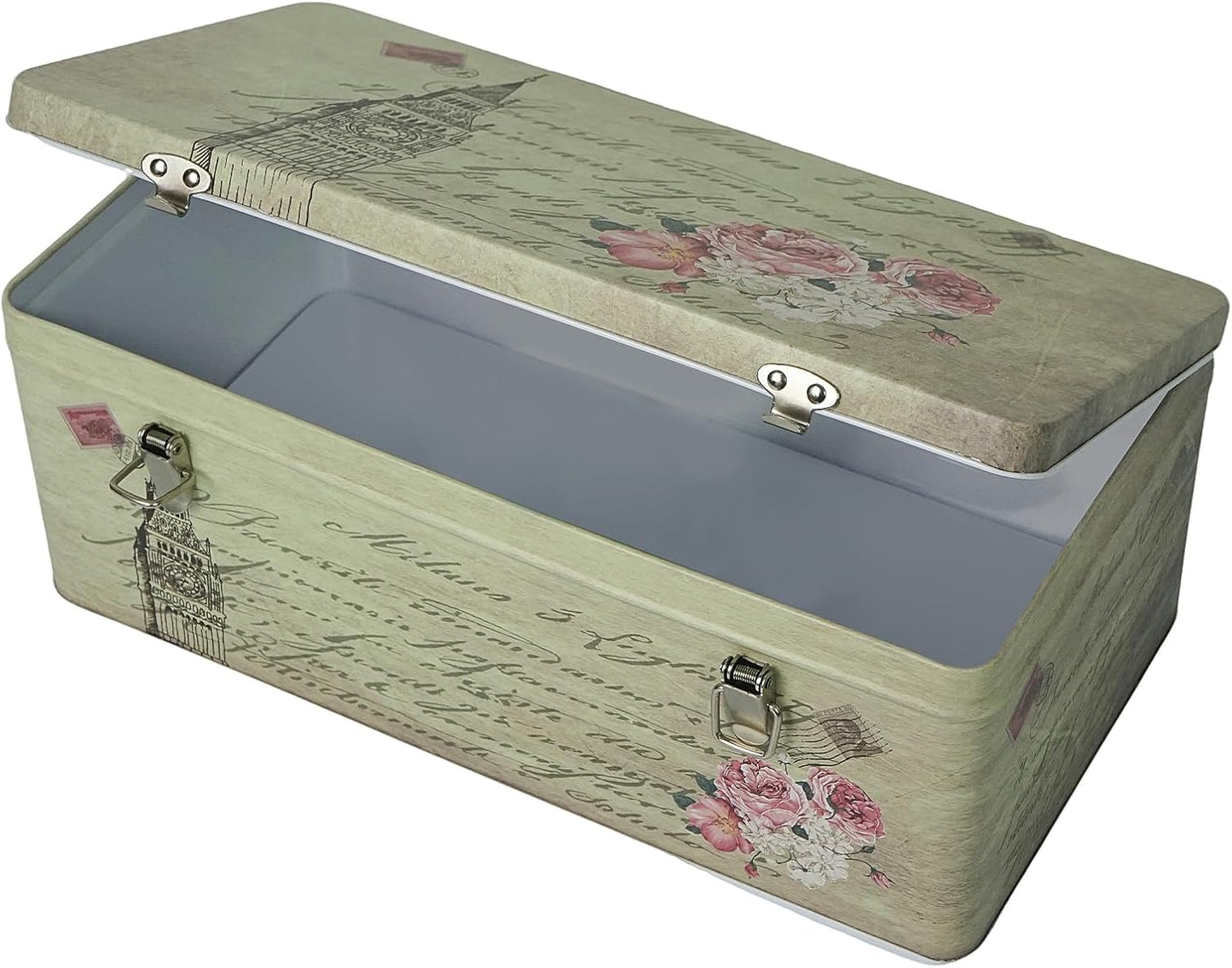DreamsEden Metal Seed Organizer Storage Box - Rustic Garden Seed Saver Container for Packets with Hinged Lid Gifts for Homesteader Gardening (Tower)
