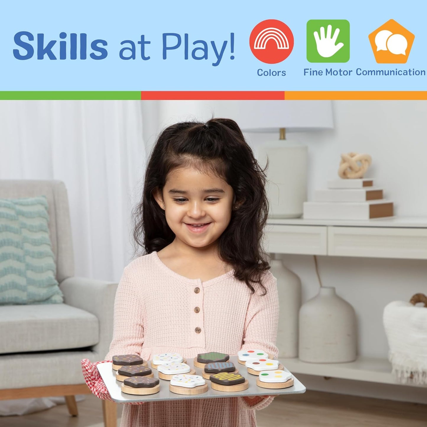 Melissa & Doug Slice and Bake Cookies Wooden Play Food Set with Toppings Pretend Cookies and Baking Sheet, Wooden Play Food Set, Toy Baking for Kids Ages 3+