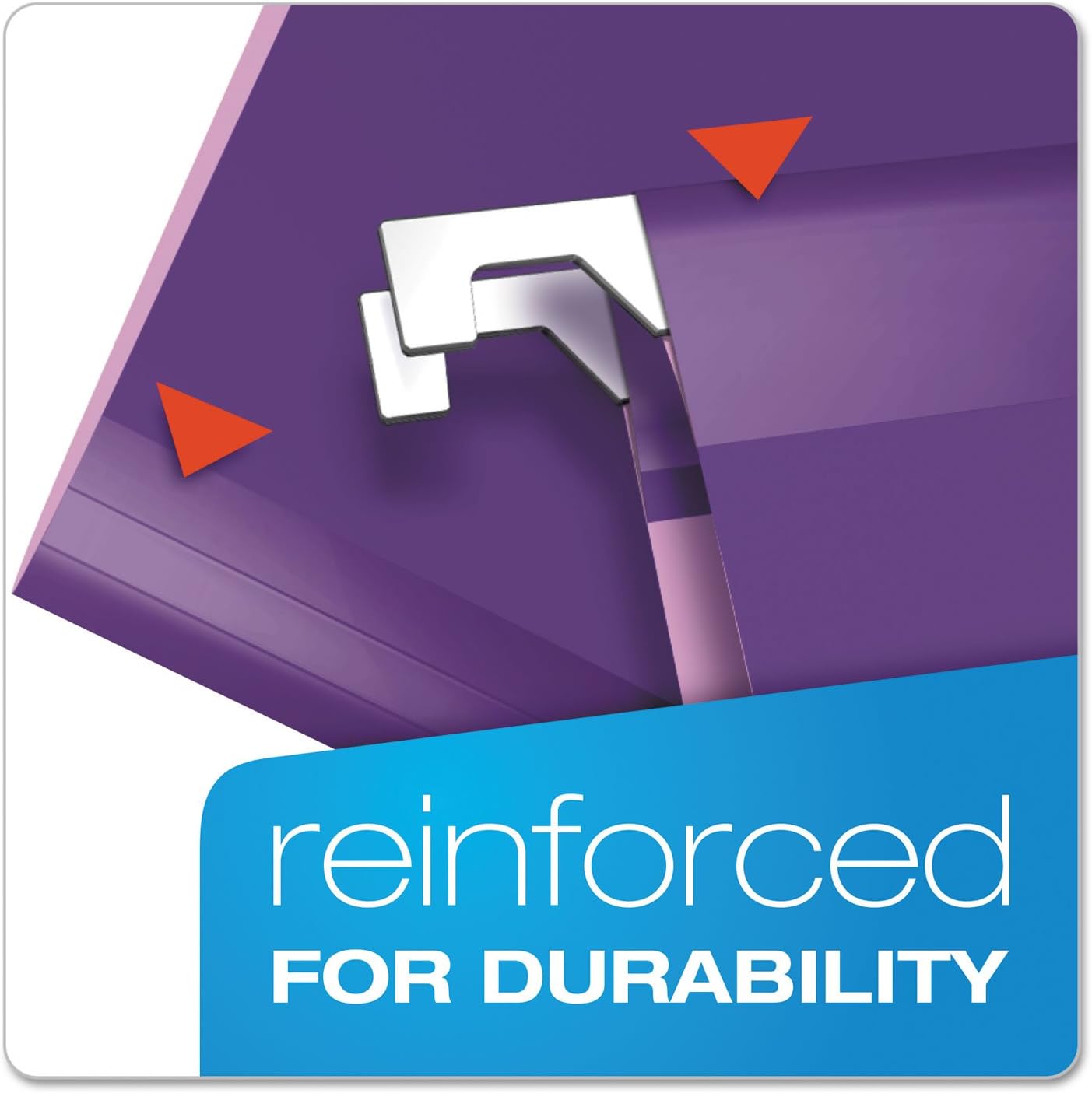 Pendaflex Reinforced Hanging File Folders, Letter Size, 1/5 Cut, Assorted Jewel-Tone Colors, 25/BX (4152 1/5 ASST2)