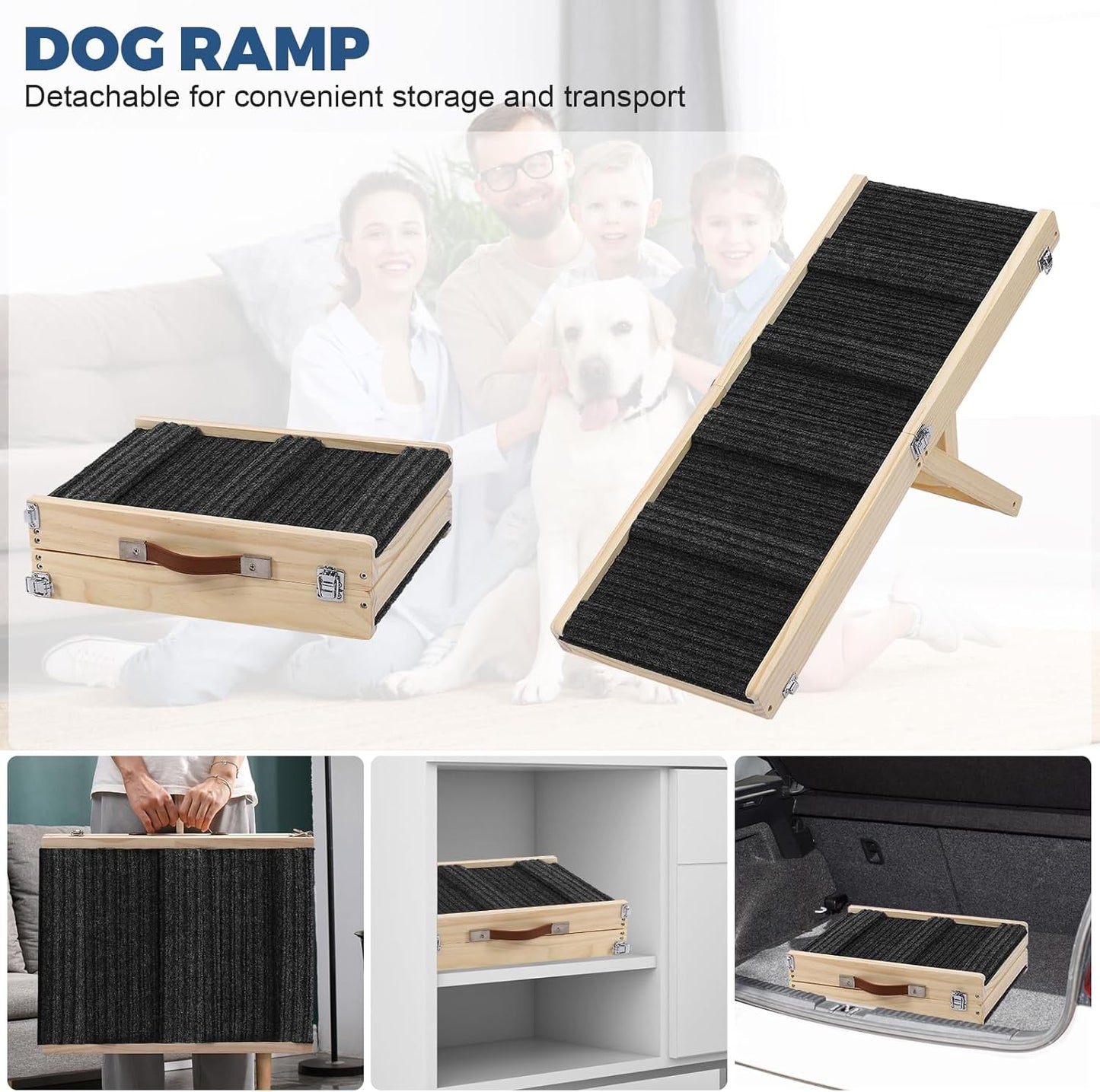Small Dog Ramp, Dog Ramp for Bed, 13.7" W Foldable Pet Ramps for Small Dogs to Get on Couch Car - Adjustable from 10" to 19"- 32" Long with Non-Slip Mat for Dog Cat Climbing
