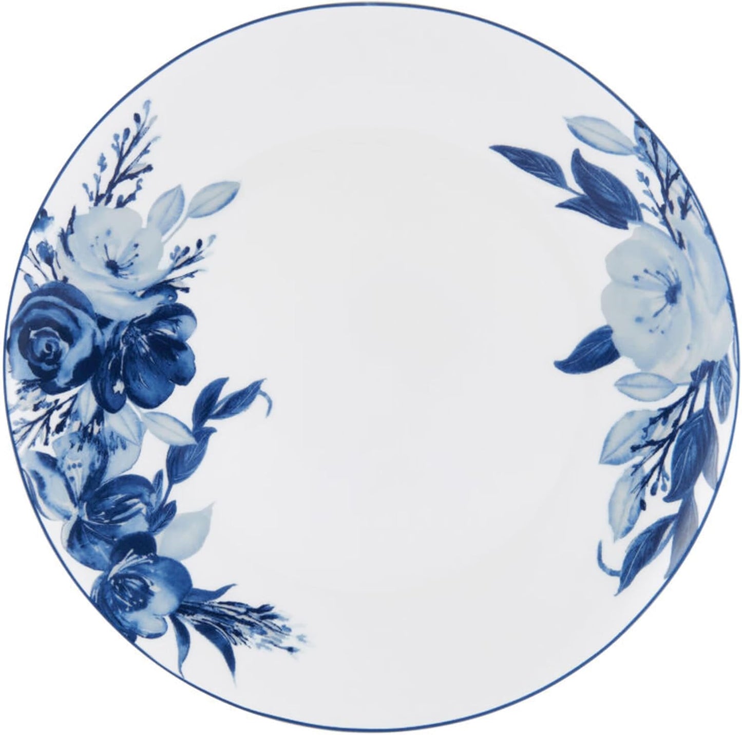Mikasa Darcy Bone China Lightweight Chip Resistant 12 Piece Dinnerware Set, Service for 4,Blue and White