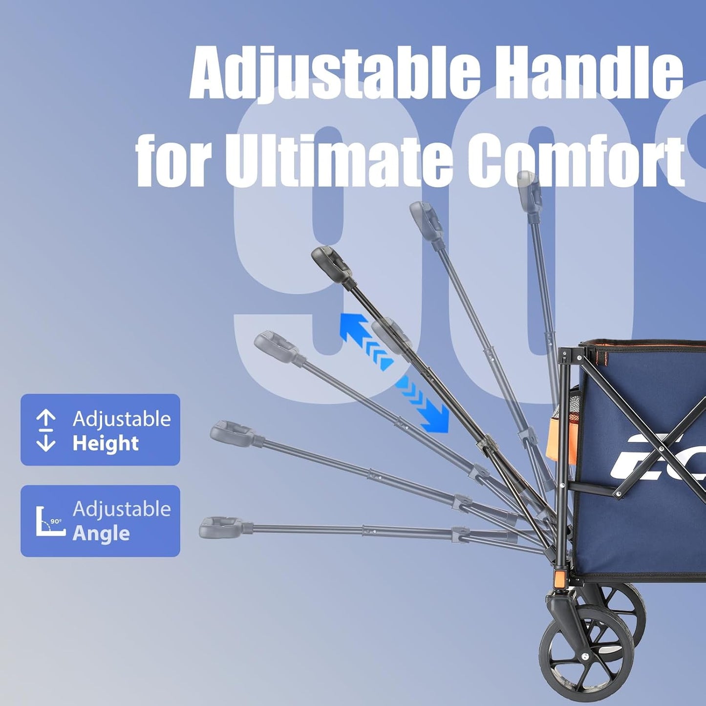 EchoSmile Collapsible Folding Wagon Cart 360lbs, Heavy Duty Garden Utility Cart with All Terrain Wheels, Large Capacity Outdoor Wagon for Camping, Beach, Shopping, Picnic (Blue Orange)