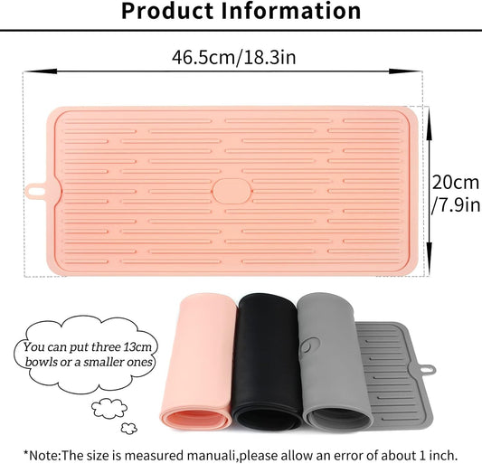 Ptlom Pet Placemat for Dog and Cat, Mat for Prevent Food and Water Overflow, Suitable for Medium and Small Pet, Pink, Silicone