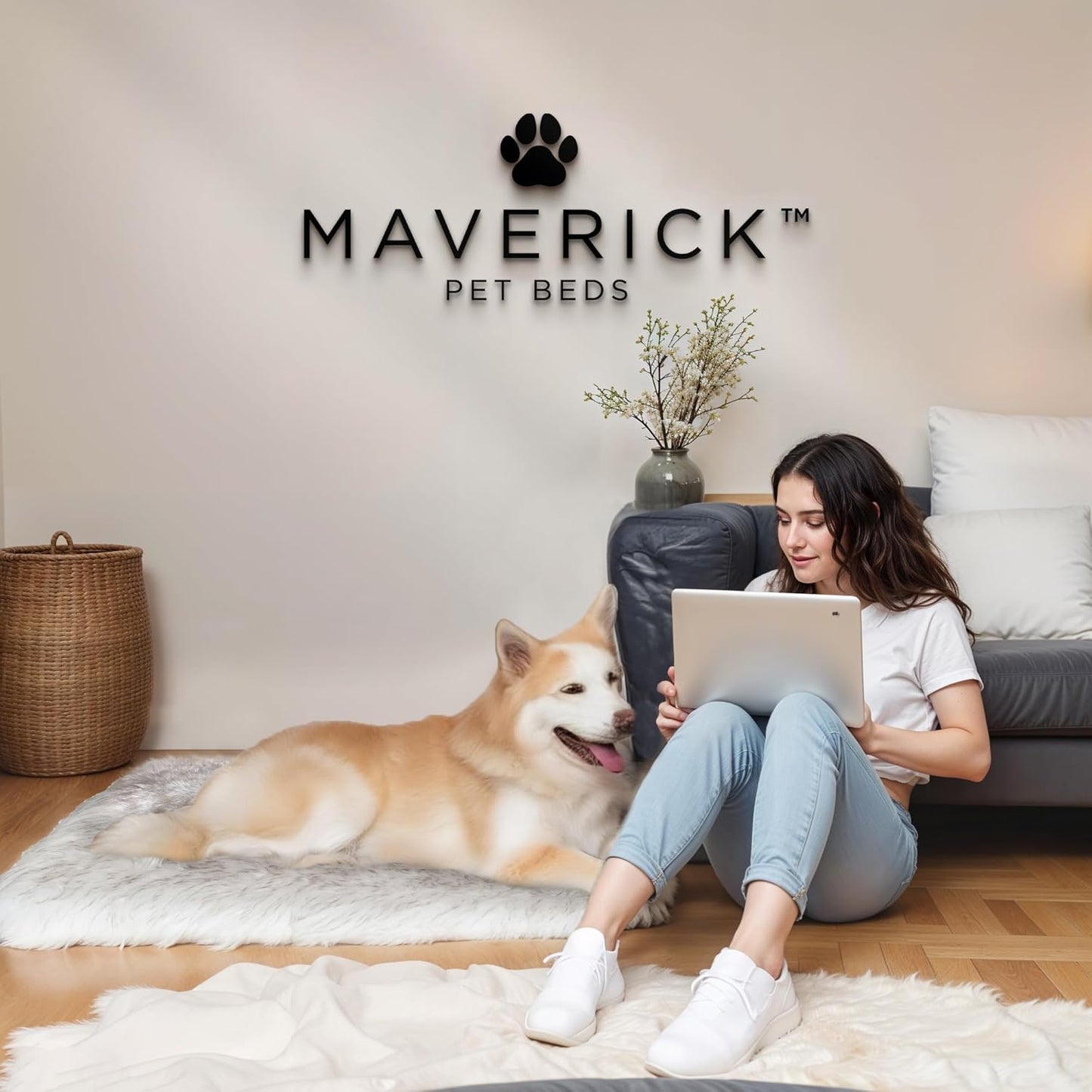 MAVERICK Premium Dog Bed, Orthopedic Dog Bed with High-Grade Memory Foam, Luxurious Faux Fur Sleep Surface, Water-Resistant Liner, Removable & Washable Cover, Non-Slip Bottom for Comfort & Support