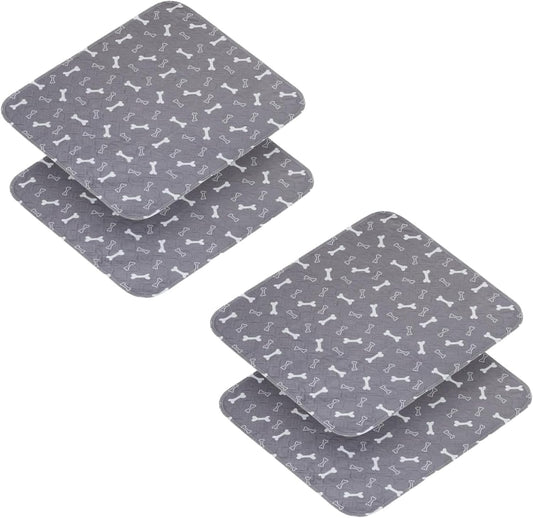 4 Pack 18"x24" Washable Pee Pads for Dogs, Super Absorbent Reusable Training Dog Pads with Bone Print, Non-Slip Potty Pads for Whelping, Playpen, Crate, Bed