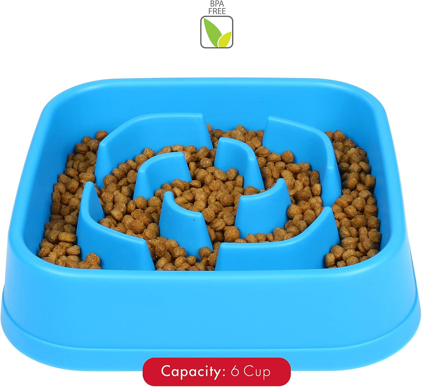 Dexas Seek and Snack Slow Feeder Maze with Non Slip Feet, 6 Cup Capacity, Blue (PW3062194)