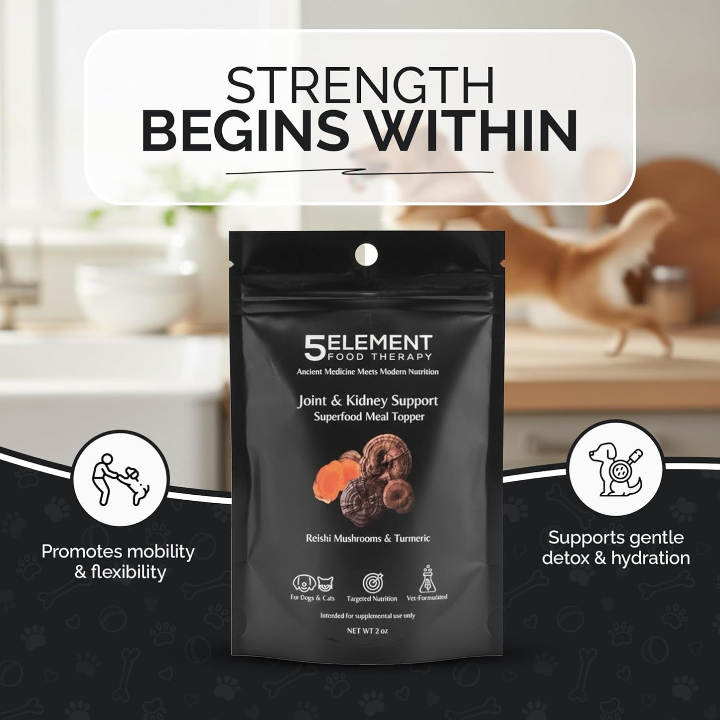 Joint & Kidney Support Superfood Meal Topper – Cook with Protein & Water - Whole-Food Mix with Organic Barley, Reishi Mushroom, Turmeric & Kelp - DO NOT Serve Dry