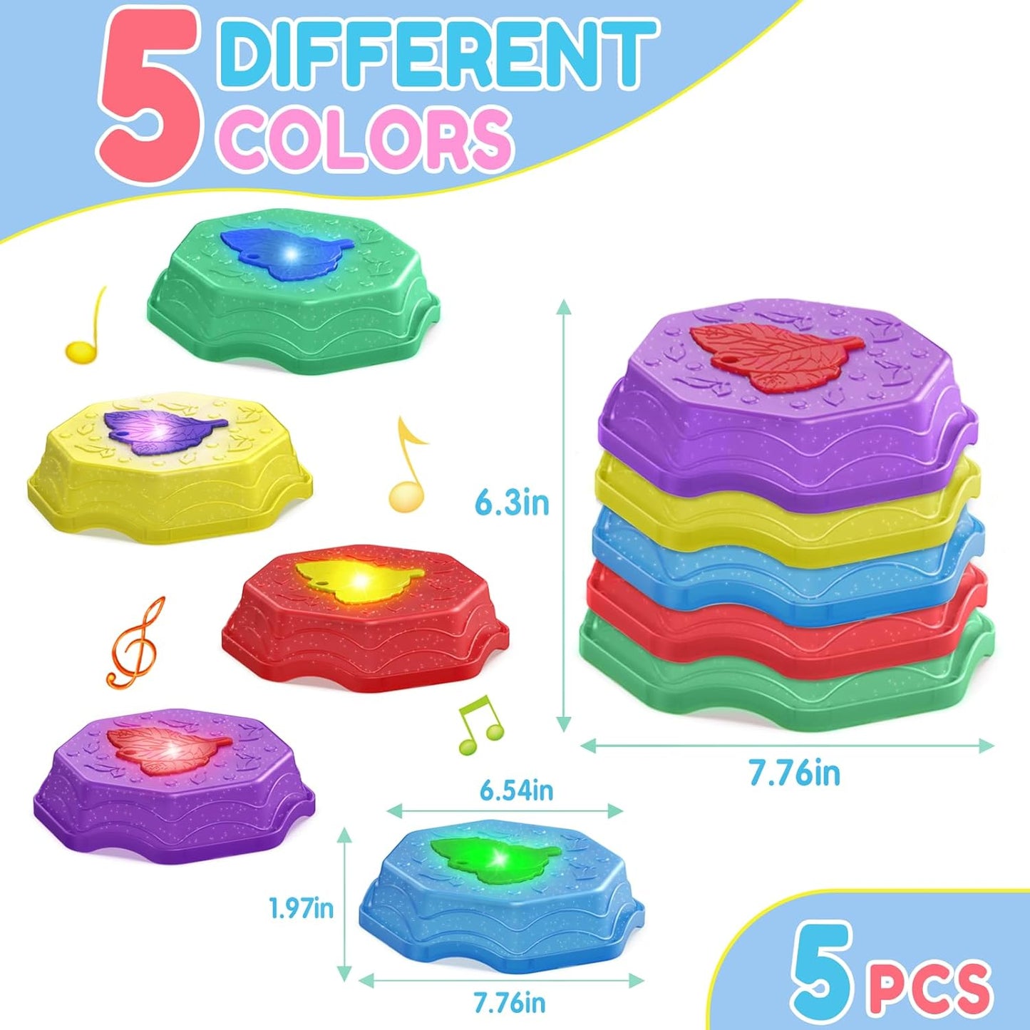 Stepping Stones for Kids with Light & Music,Toddler Sensory Toy for Obstacle Course Coordination，4 Year Old Girl Birthday Easter Gifts for Kids Boys Girls 3+