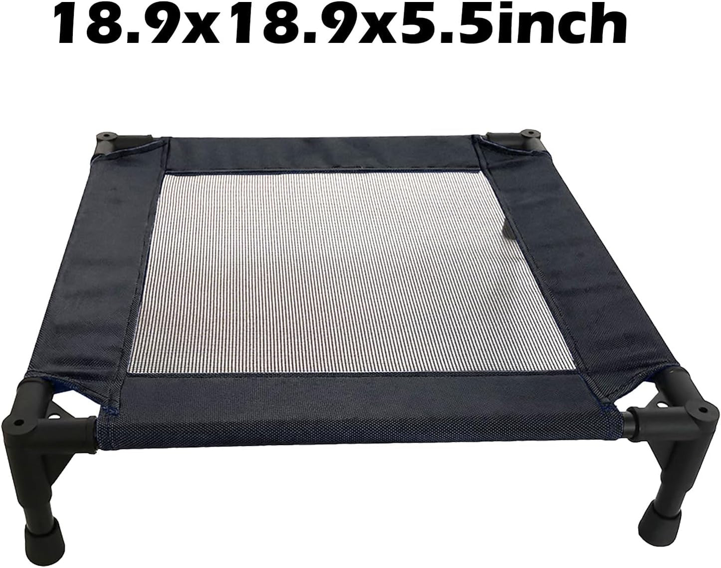 Pozico Elevated Pet Bed with Breathable Mesh for Small Cat and Dog, Raised Cooling Pet Cot for Puppy and Kitty, 18.9x18.9 inch (Black Bed)
