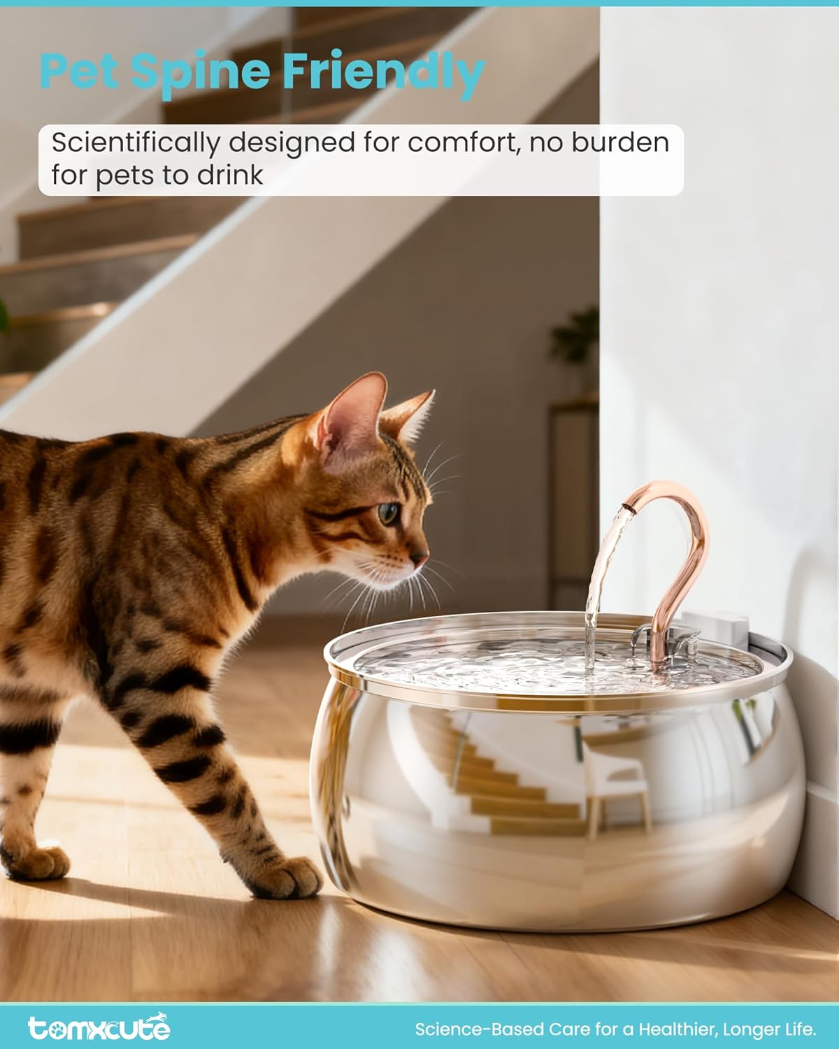 Tomxcute Swan Neck Cat Water Fountain - Elegant Swan Neck Copper Spout Design Cat Fountain for Drinking, 4.0L Large Capacity Ultra Quiet Kitty Drinking Fountain for Cats, Small Dogs, Multiple Pets