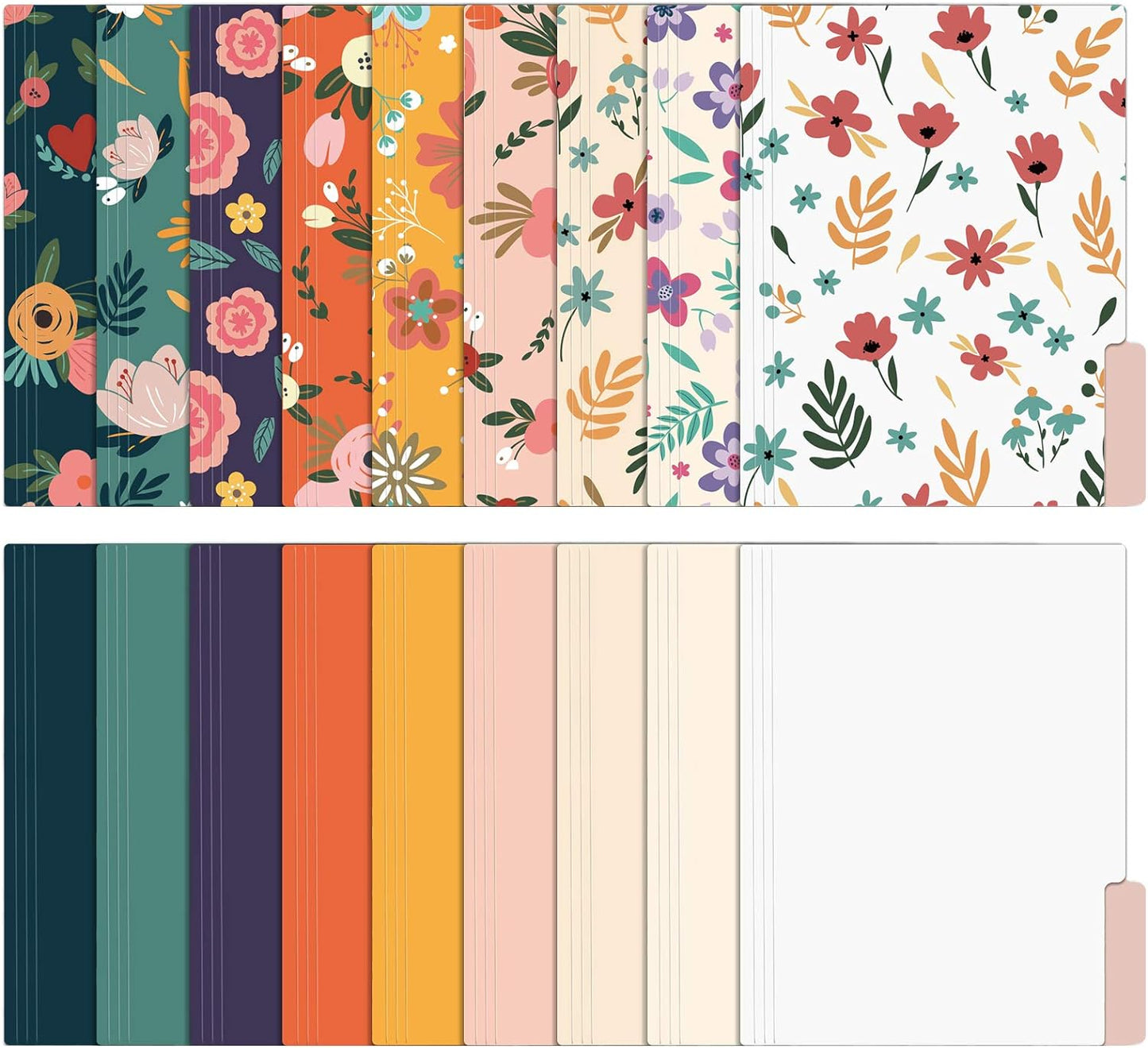 EOOUT 18 Pack Decorative File Folders Floral Folders Cute File Folder, Letter Size Colored File Folders,1/3-Cut Tabs, 9.6 x 11.6 Inches, for Office, School, Home