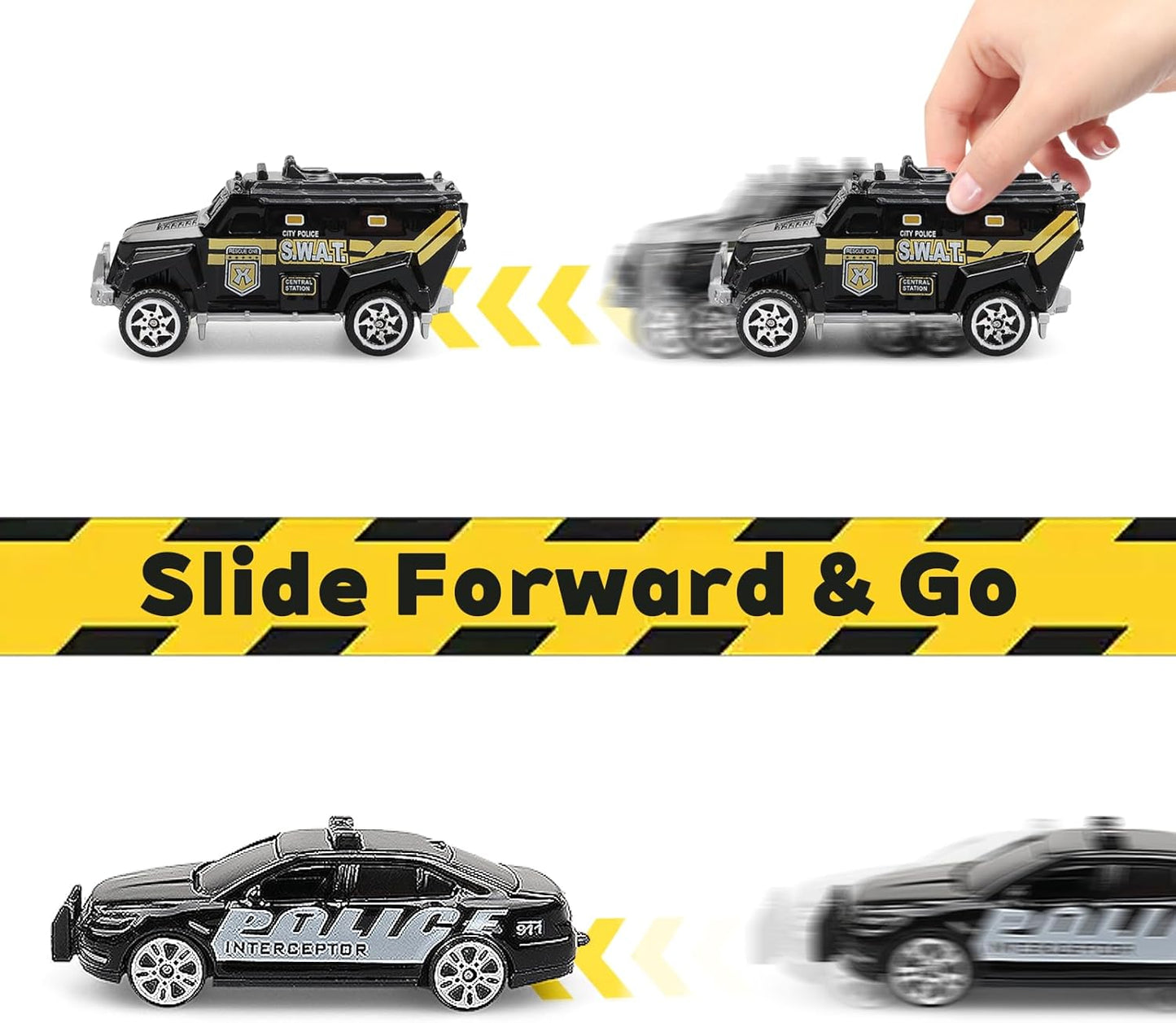 6 Pack Diecast Police Car Toy Set – Mini Alloy Police Vehicles for Boys Ages 3-7, Includes Armored Car, Rescue Truck, Bulletproof SUV, Military Helicopter – Birthday Gift for Kids