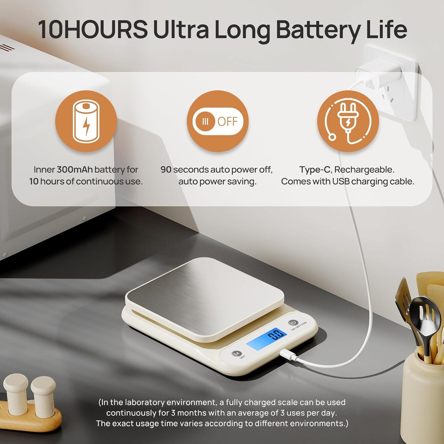 Digital Food Scale for Kitchen 11lb/0.1oz, 5kg/0.1g, Kitchen Scale for Cooking Baking, Built-in 300mAh Li-Battery, Rechargeable Type-C Charging White (1)