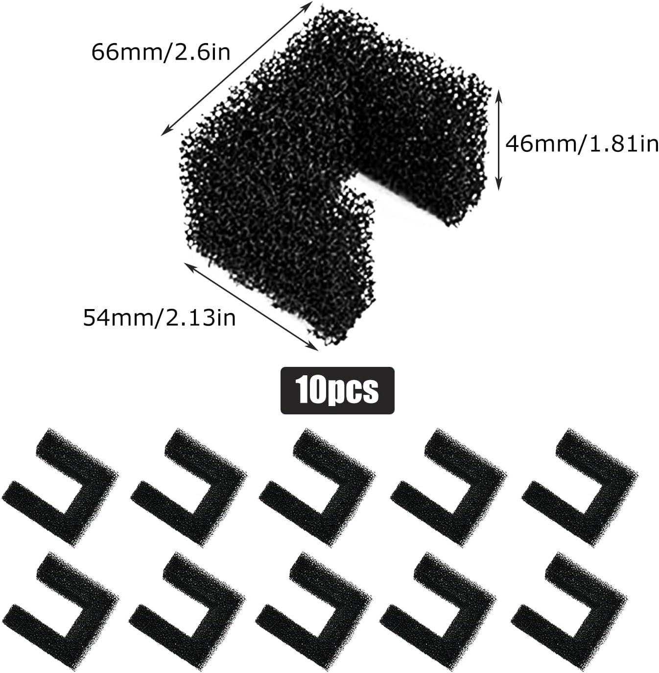 10 PCS Cat Water Fountain Foam Filters, Black Pet Fountain Filter Replacement for 135oz/4L Pet Fountain 118oz/3.5L Dog Drinking Fountain for Cat and Dog