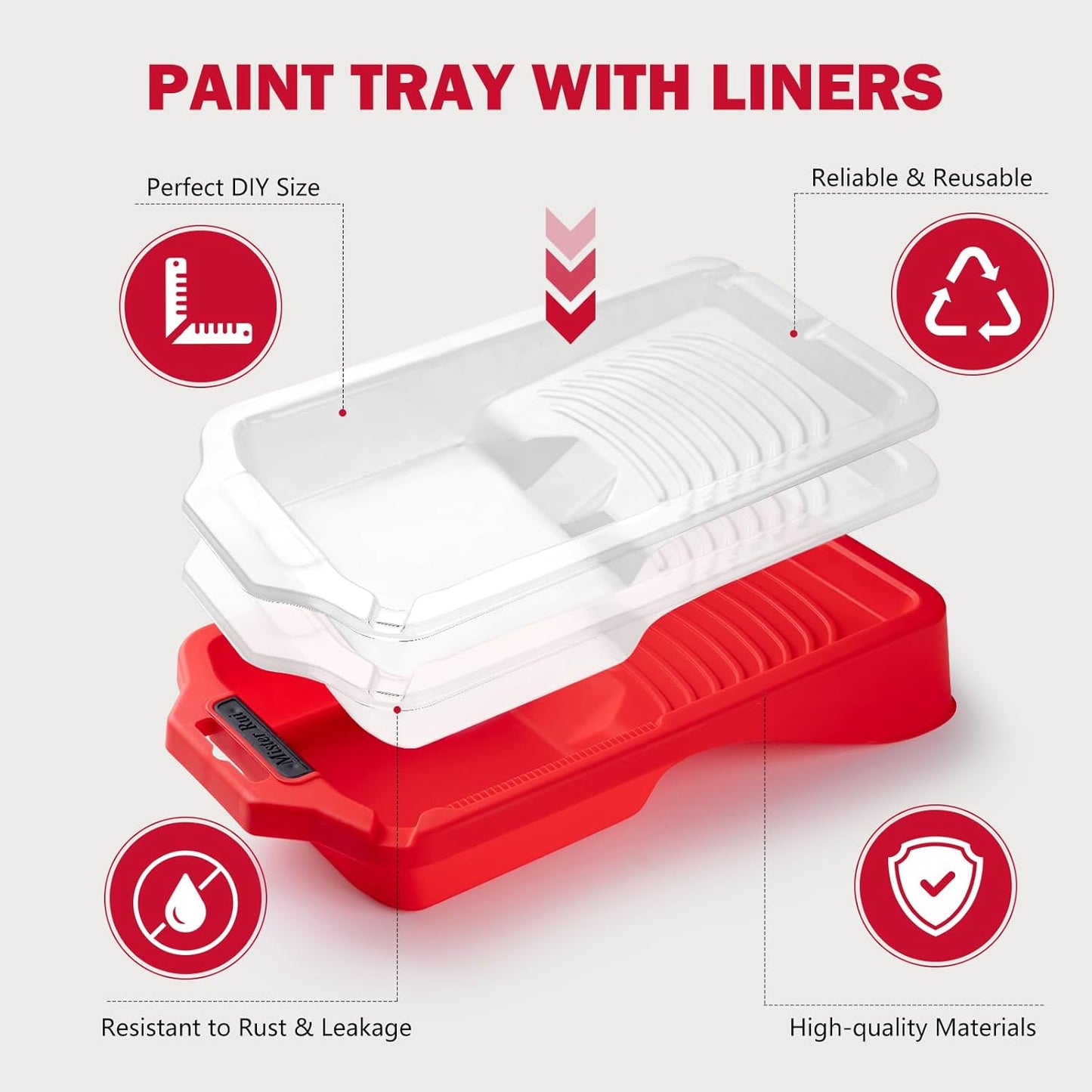 Mister Rui Mini Paint Roller Kit-13 Piece, 4-Inch Microfiber Paint Rollers with Ergonomic Handle, Small Roller Paint Brush, Paint Tray with 3 Liners, Perfect for House Painting, Trim, and Touch-Ups