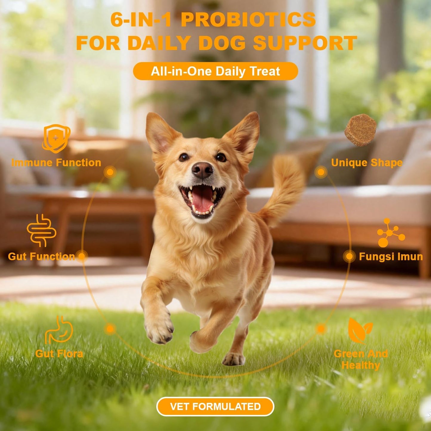 120 Chew Probiotics for Dogs Enzymes Breath Aid Support&Boosting Immunity and Gut Microbiota with Pumpkin Dietary Fiber Digestive Enzymes -Chicken Flavor