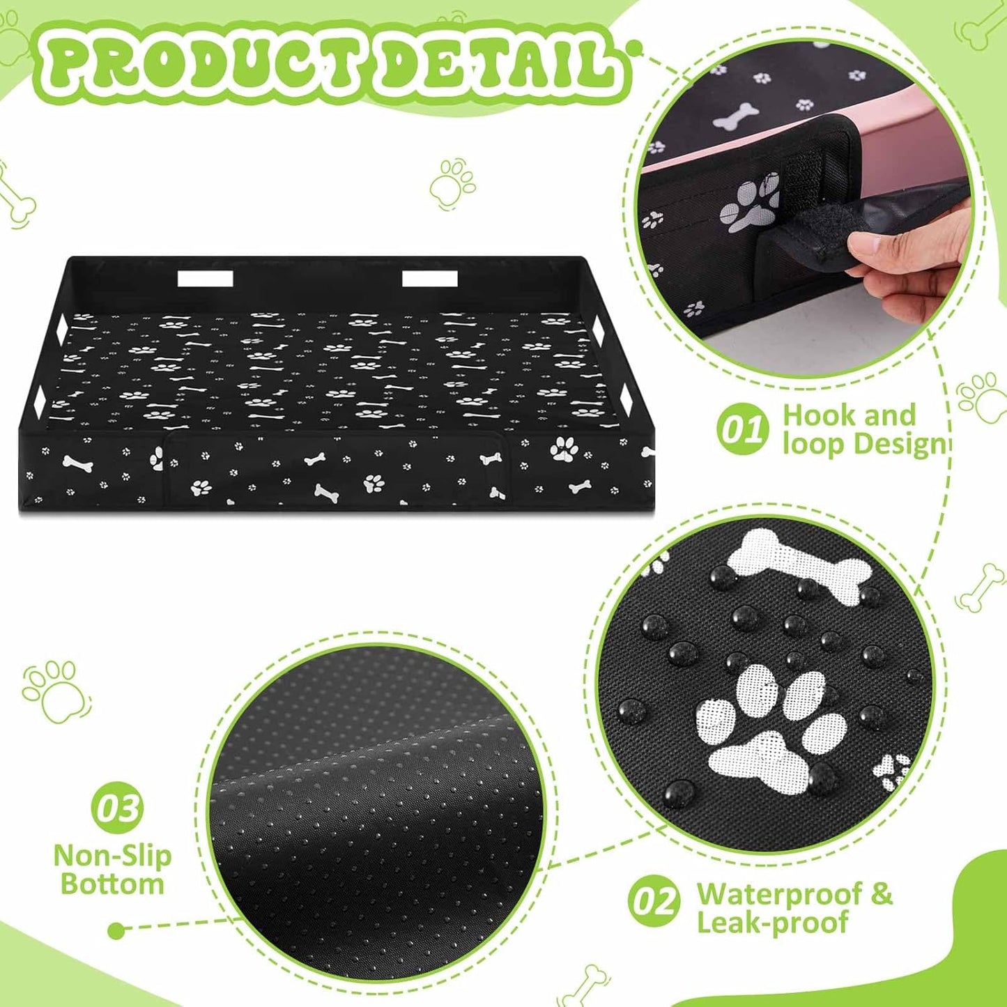 Marsui Dog Playpen Bottom Pad Fits for 36 Inch 4 Panels Pet Exercise Mat Puppy Crate Pad Reusable Washable Pet Training Pee Mat Hoop and Loop Design, Playpen Not Included