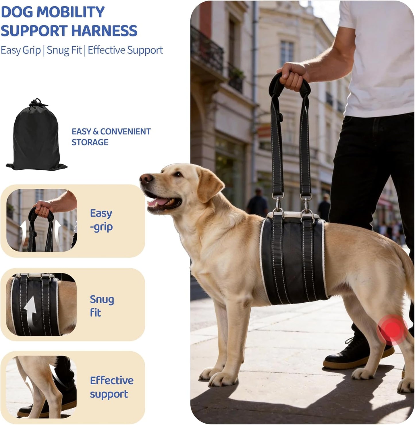 Adjustable Dog Lift Harness, Hind Leg Support Sling for Weak Rear Legs, Soft Lift and Rehab Harness Helps Senior, Injured, Disabled and Post-ACL Surgery Dogs(XL)