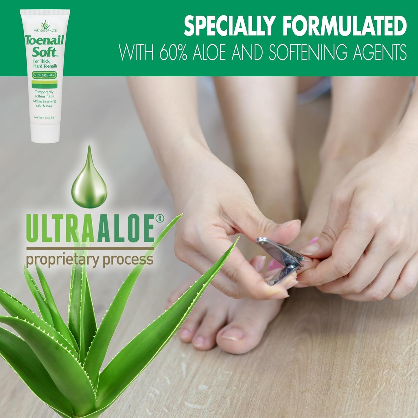 Toenail Softener for Thick Hard Toenails - Safe for Seniors & All Ages - Fast-Acting Toenail Softening Cream - Non Greasy Nail Cream Formulated with Natural Aloe Vera (1 Ounce Tube (Pack of 1))