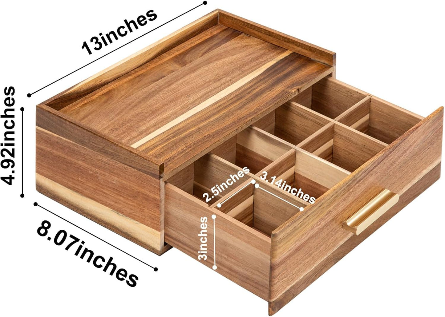 Tea Bag Organizer, Wood Tea Organizers and Storage Box, Tea Bag Holder Station Caddy Container for Countertop, Tea Accessories Gift Box with Drawer