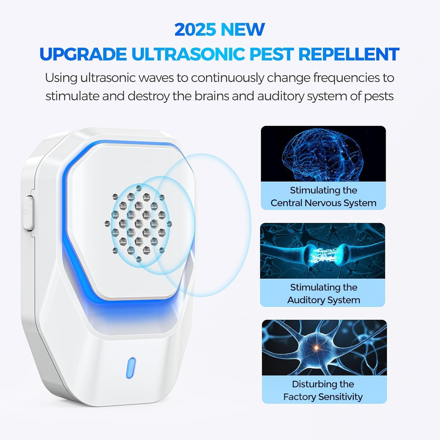 Upgraded 6 Packs Ultrasonic Pest Control Repeller, Electronic Spider Repellent Indoor for Insect Roaches Rodent Ant Bug Mosquito Rat Mouse Repellent Plug in for Whole House Home Kitchen Garage Attic