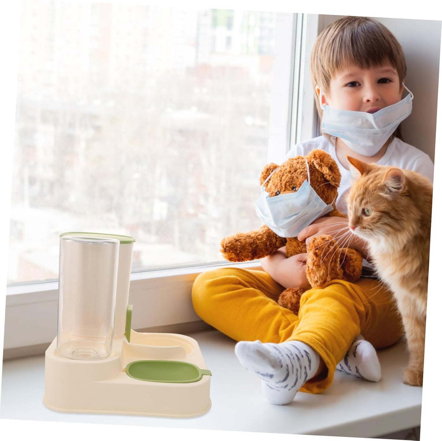 Milisten Automatic Pet Water Dispenser Food Feeder Large Capacity Dry Wet Separation Design for Cats and Dogs Easy to Clean Material Prevents Spills and Keeps Food Fresh