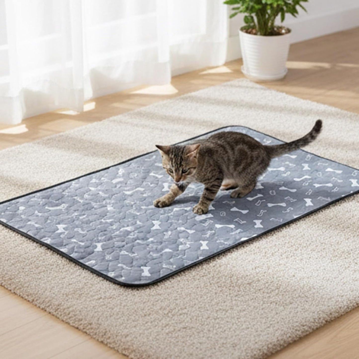 Puppy Pads,Washable Puppy Pads, Leak Proof and Odor Proof, Anti Slip Base, Easy to clea-n and Reuse, Suitable for Home and Travel(Grey M)