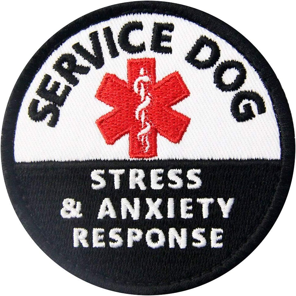 EMS Stress & Anxiety Response Service Dog Patch, Embroidered Emblem Hook & Loop Morale Patch for Dog Vests Gear Collar