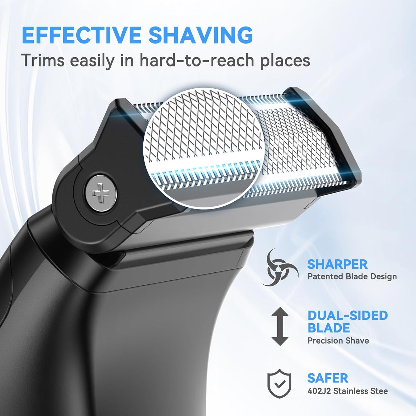 Beard & Body Hair Trimmer for Men, 3-in-1 Electric Shavers for Face Chest Arms, Legs, Travel Razors, Waterproof Wet/Dry Groomer
