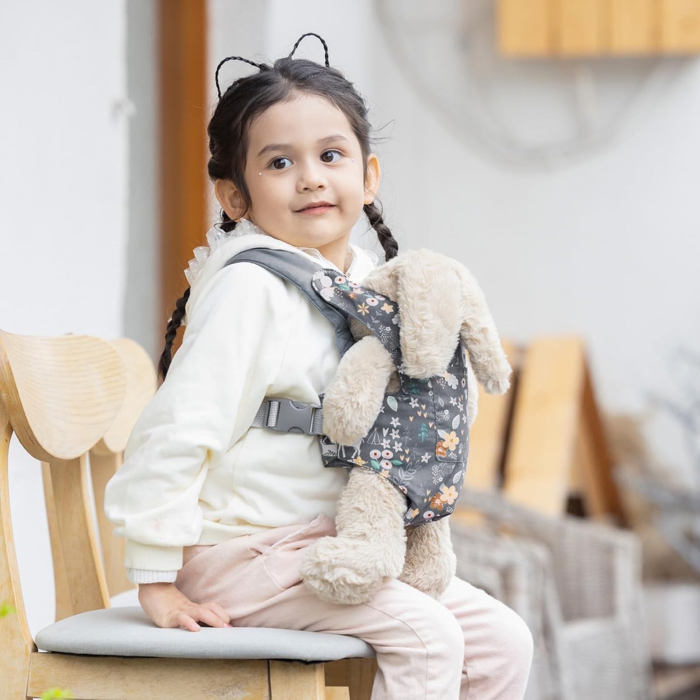 GAGAKU Toy Baby Carrier for Dolls Doll Accessory Stuffed Animal Carrier for Kids with Adjustable Straps - Gray - Deer