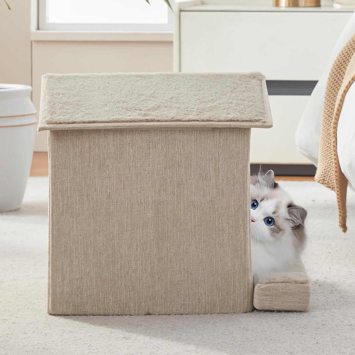 Cat Beds for Indoor Cats,Large Cat Houses for Cats,Small Dogs,Cat Cave with Orthopedic Cushion,Foldable Cat Condos,Hideaway,Shelter,Cat Tent for Small and Medium Pet Bed