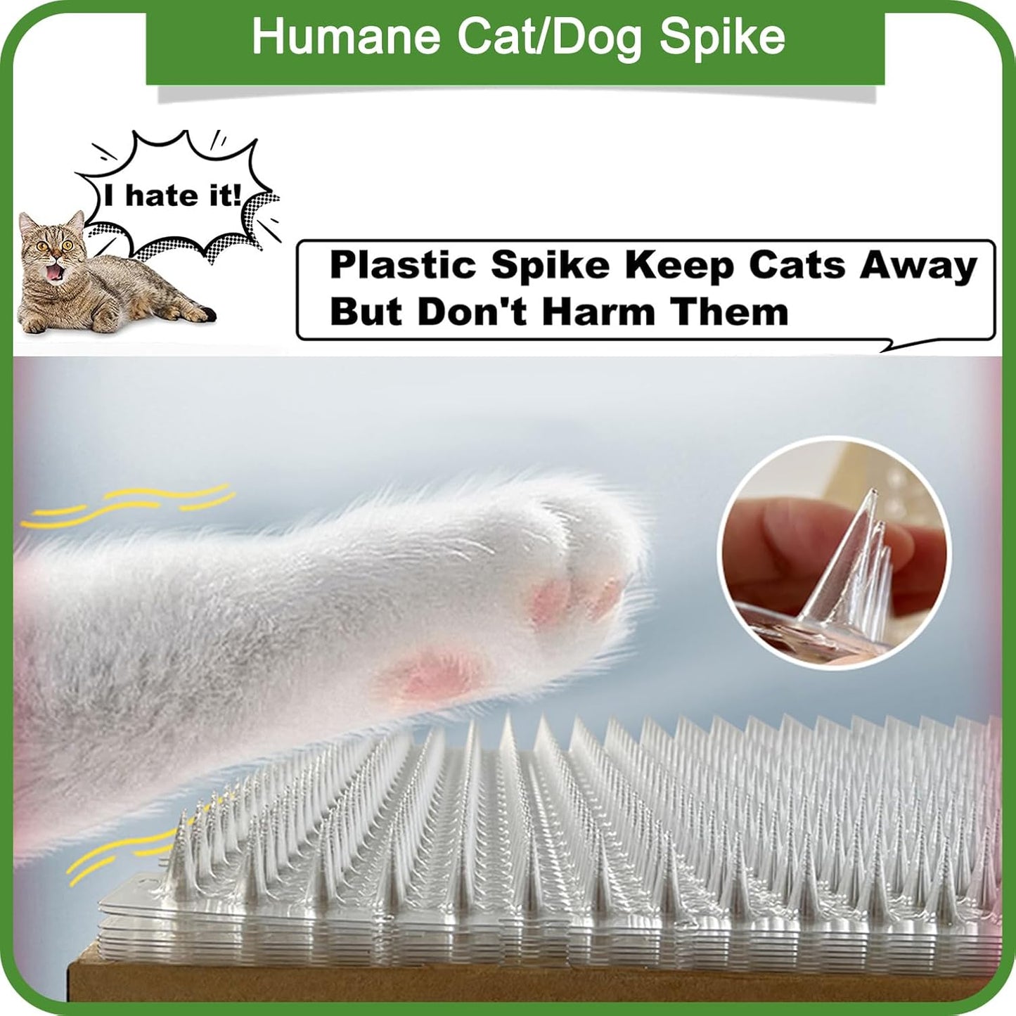 8 Pack Scat Mat for Cats - 16 x 13 Inch Cat Spike Mat with 1 Inch Spike, Cat Repellent Indoor & Outdoor Mat to Deter Cats & Other Animals, Humane Deterrent Indoor Fence