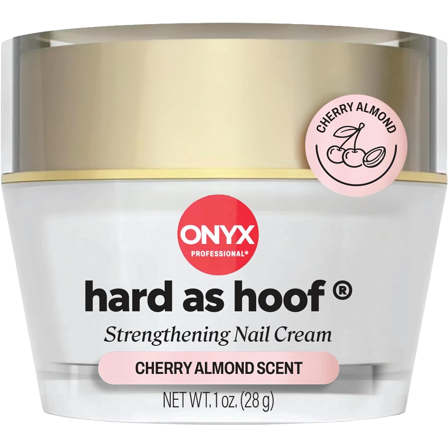 Onyx Professional Hard as Hoof Nail Strengthening Cream, Cherry Almond Scent - Made in USA, Nail Growth & Conditioning Cuticle Cream Stops Splits, Chips, Cracks & Strengthens Nails, 1 oz