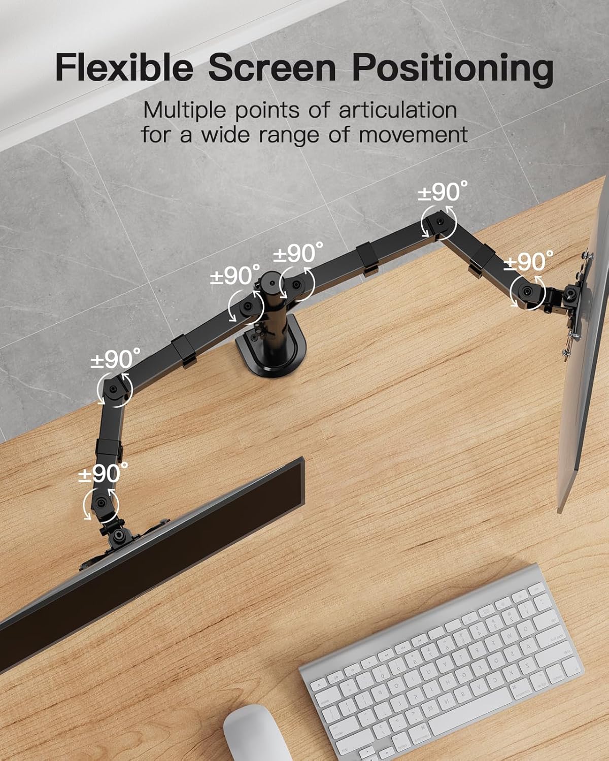 HUANUO Dual Monitor Mount for 2 Monitors up to 30 inches, Heavy Duty Dual Monitor Stand Holds up to 22 lbs, Dual Monitor Arm with Height Adjustable Tilt Swive Rotate, VESA Hole 75mm or 100mm