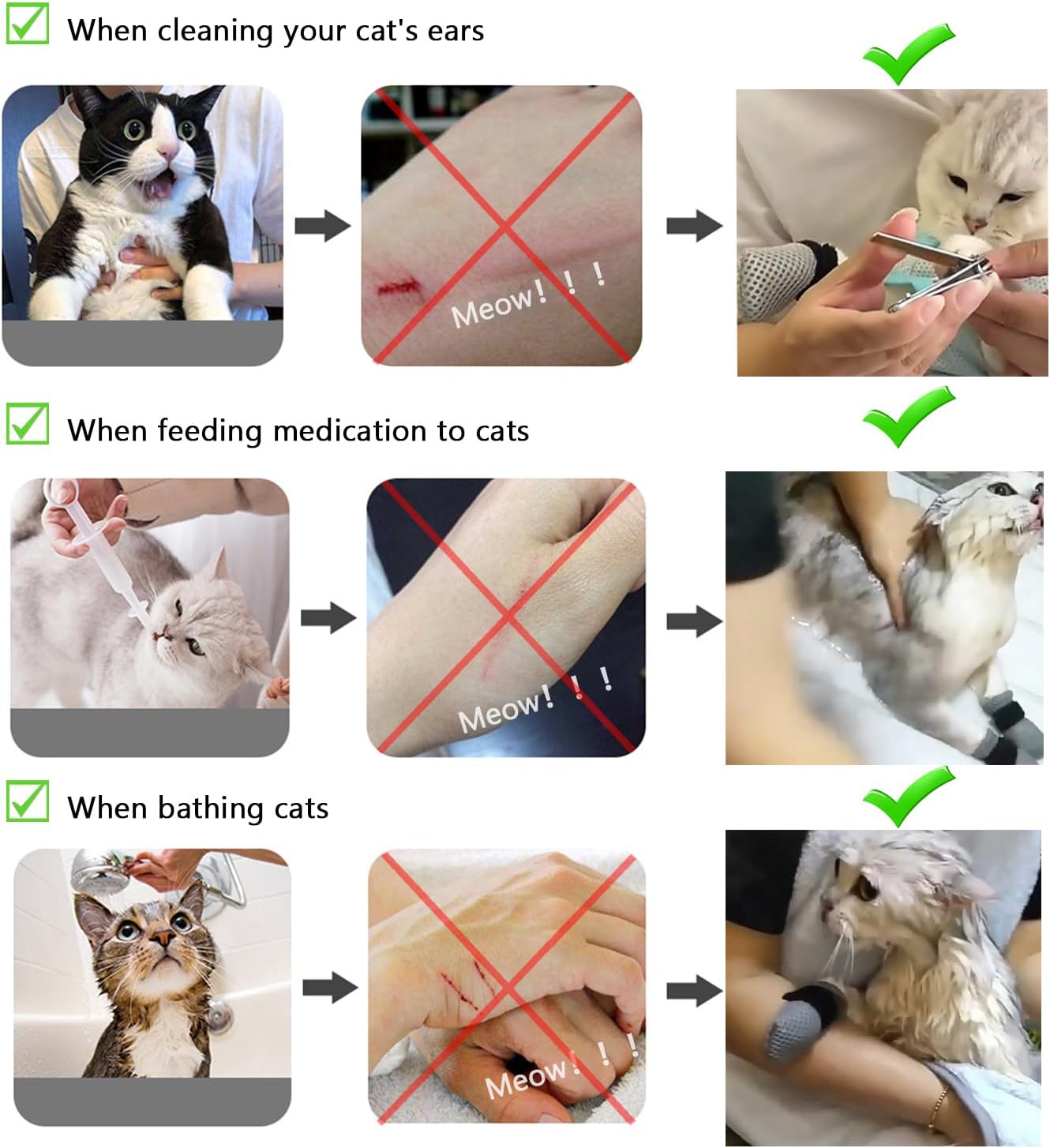 4Pcs Cat Scratch Cover for Nursing Rehabilitation Cat Boots Adjustable Pet Bath Gloves，Anti-Scratch Pet Grooming Booties for Bathing (Grey)