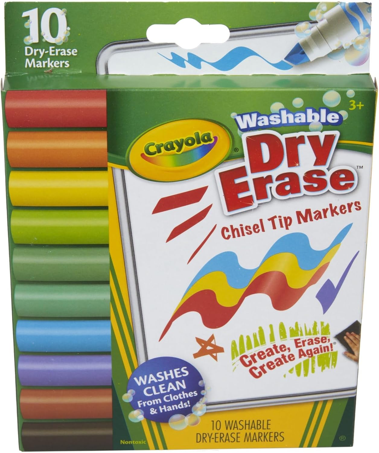 Crayola Washable Dura-Wedge Tip Dry Erase Markers, 10 Count