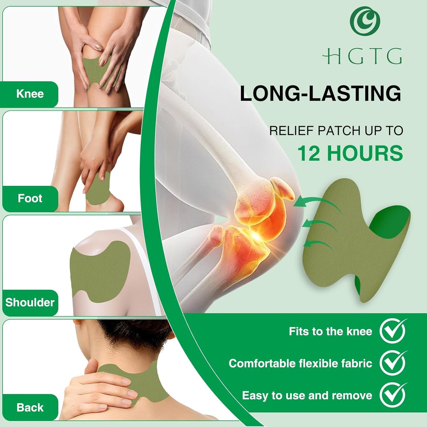 36Pcs Knee Patches: Adhesive Natural Heat Patches for Knee Relief, Wormwood Extract Heat Relief Patch for Long Lasting, Warming Herbal Heating Patches for Knee, Back, Neck, Shoulder, Joint, Muscle