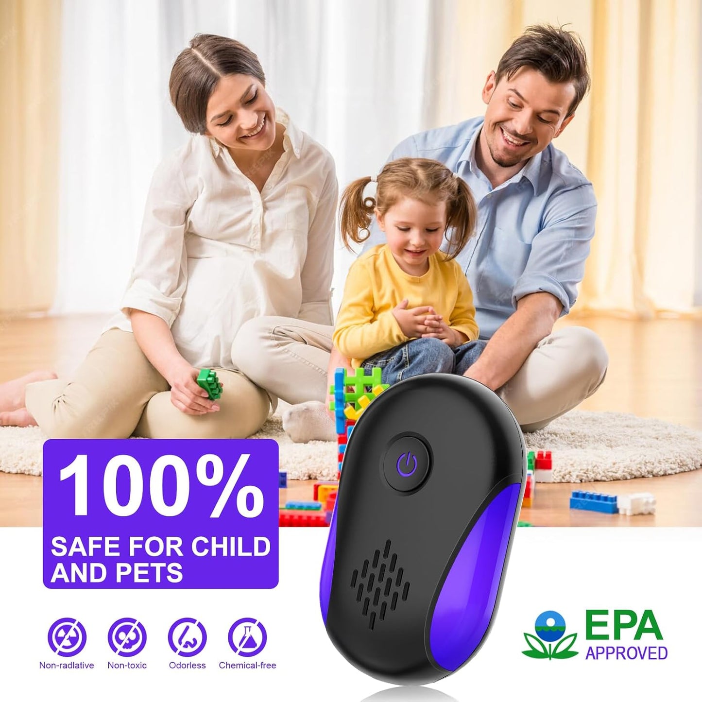Upgraded Ultrasonic Repeller 6 Pack,Indoor Ultrasonic Repellent, Electronic Plug in Pest Control for Bugs,Mosquito,Roach, Ant, Rodent, Mouse, Spider Repellent for House, Warehouse, Garage